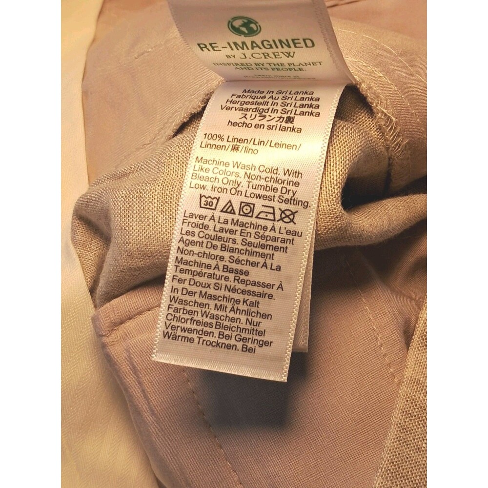 J. Crew Tall Wide-Leg Essential Pant In 100% Linen Beige BX983 Size 6T NWT - Picture 11 of 11